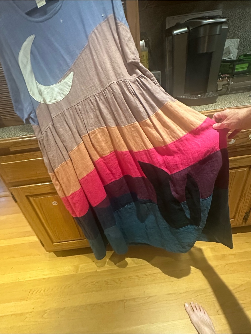 Thread & Sprout Girls' Tiered Dress in Blue and Pink - Picture 2 of 3